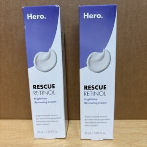Lot of 2 Hero. RESCUE RETINOL Nighttime Renewing Cream 30 mL / 1•014 Oz x 2